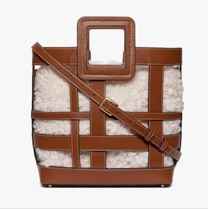 STAUD Shirley Plaid Shearling Bag